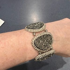 Rare bracelet chunky wide panel link 8” New York and Company . Silver tone